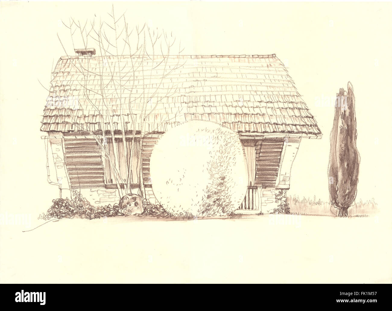 Rural landscape old house Stock Photo - Alamy