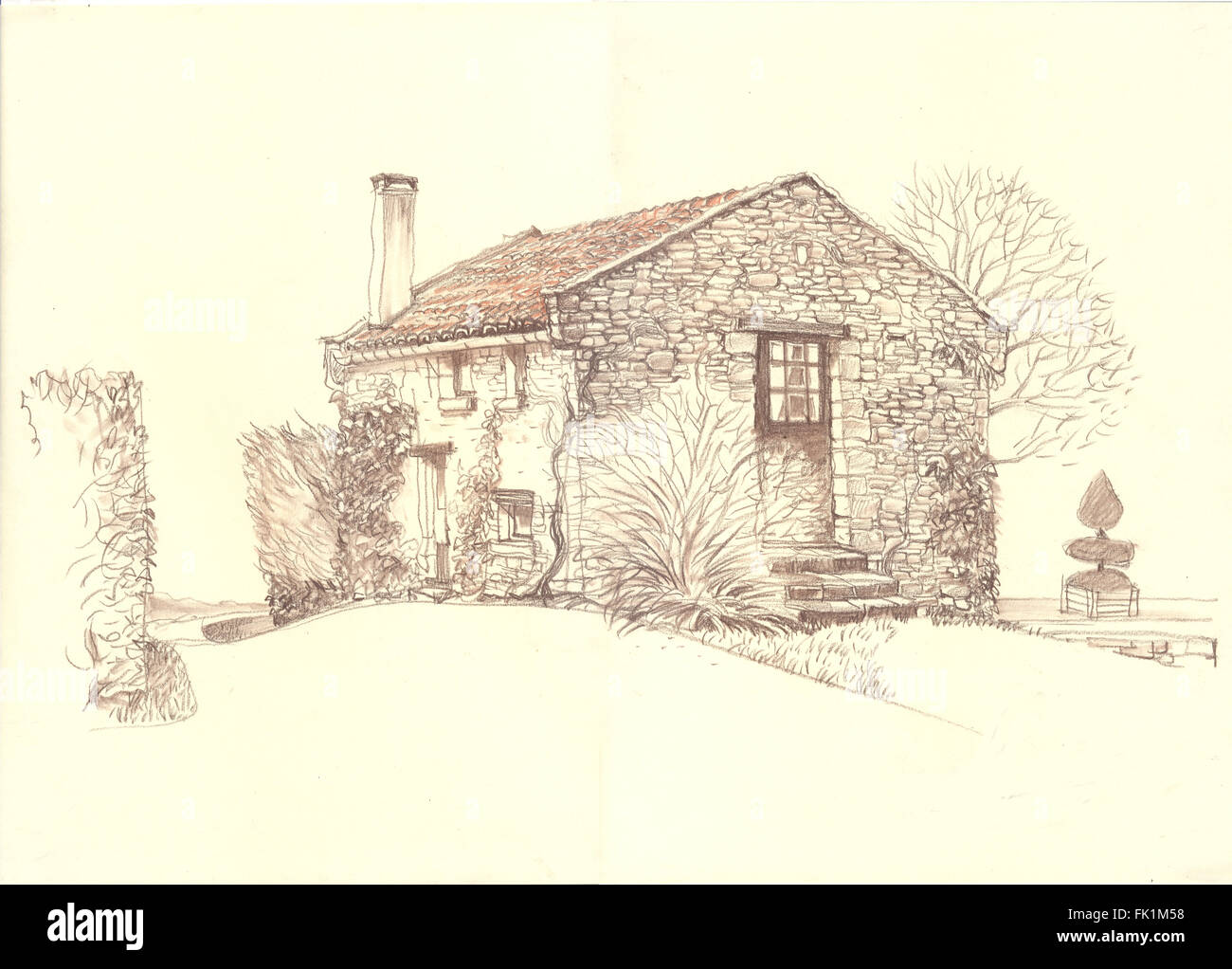 Rural landscape old house Stock Photo - Alamy
