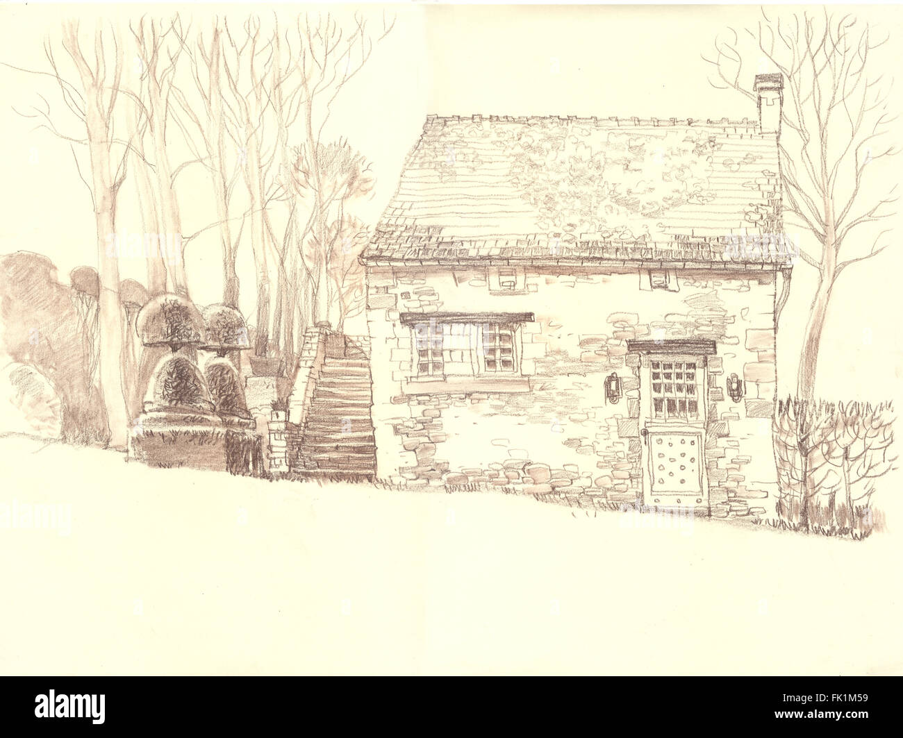 Rural landscape old house Stock Photo - Alamy