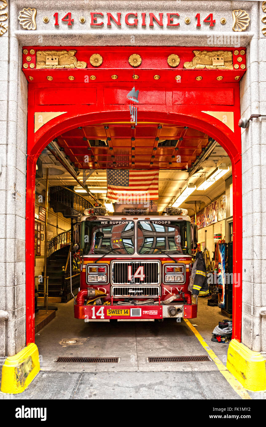 NEW YORK -MARCH 29: New York Fire Department Engine 14. The FDNY is the largest combined Fire and EMS provider in the world.Marc Stock Photo