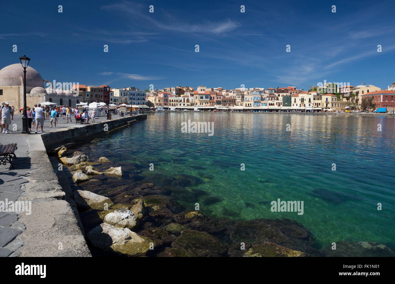 The historic Venetian harbour at Chania, Crete, Greece. Stock Photo