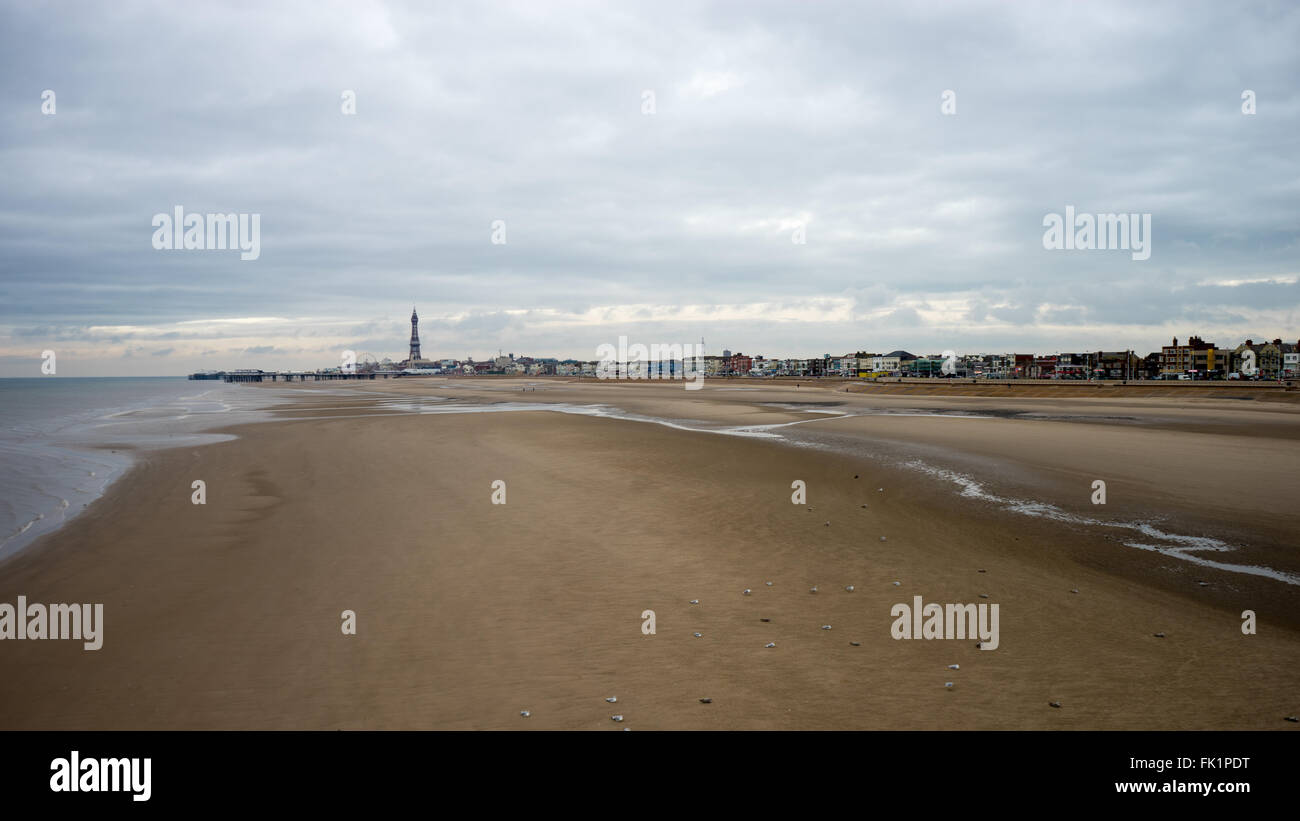 Blackpool beach, the tower in the distance Stock Photo