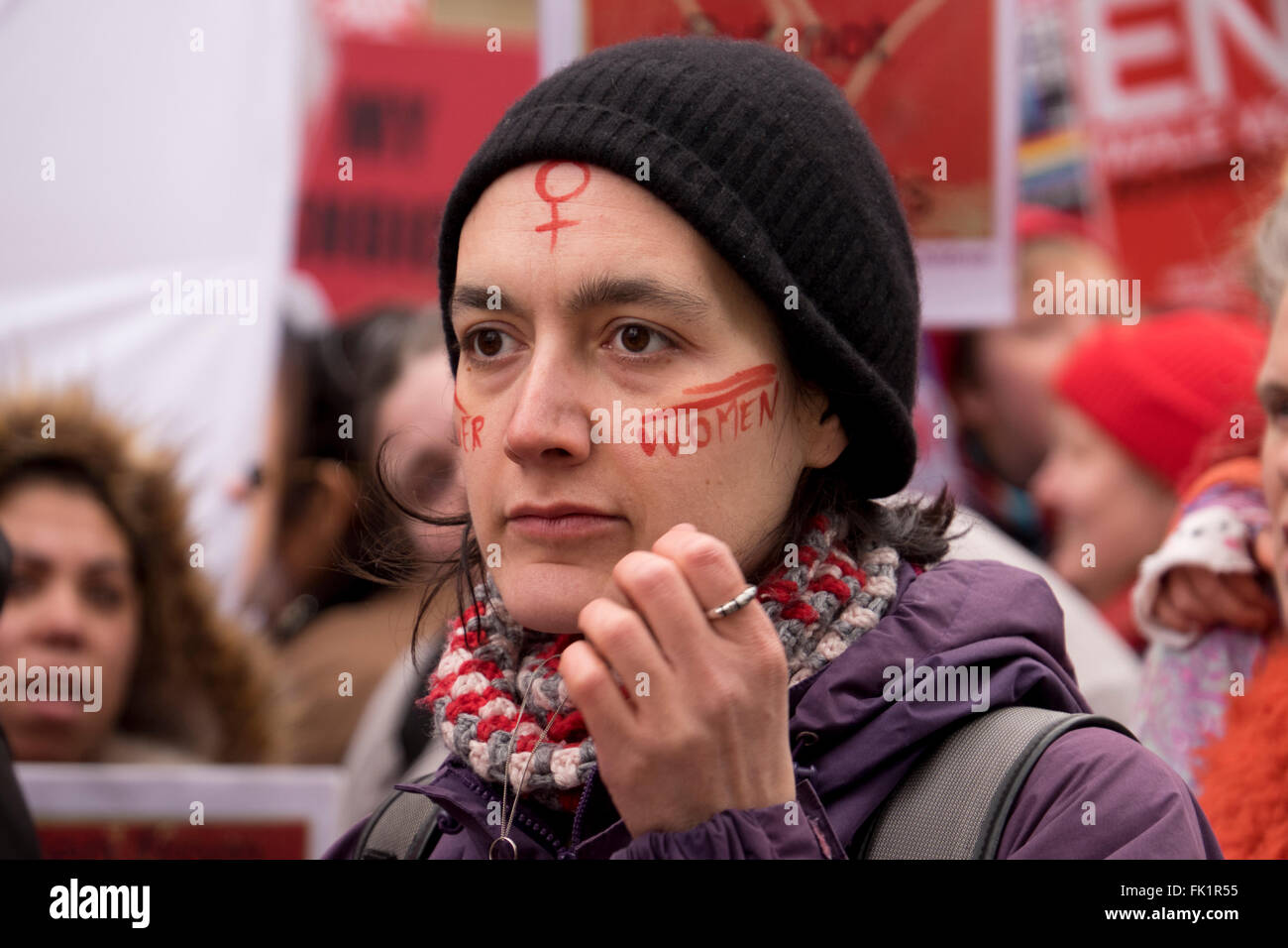 A Million Women Rise!  Together we can end male violence! A protest and International March and rally of women and girls against Stock Photo