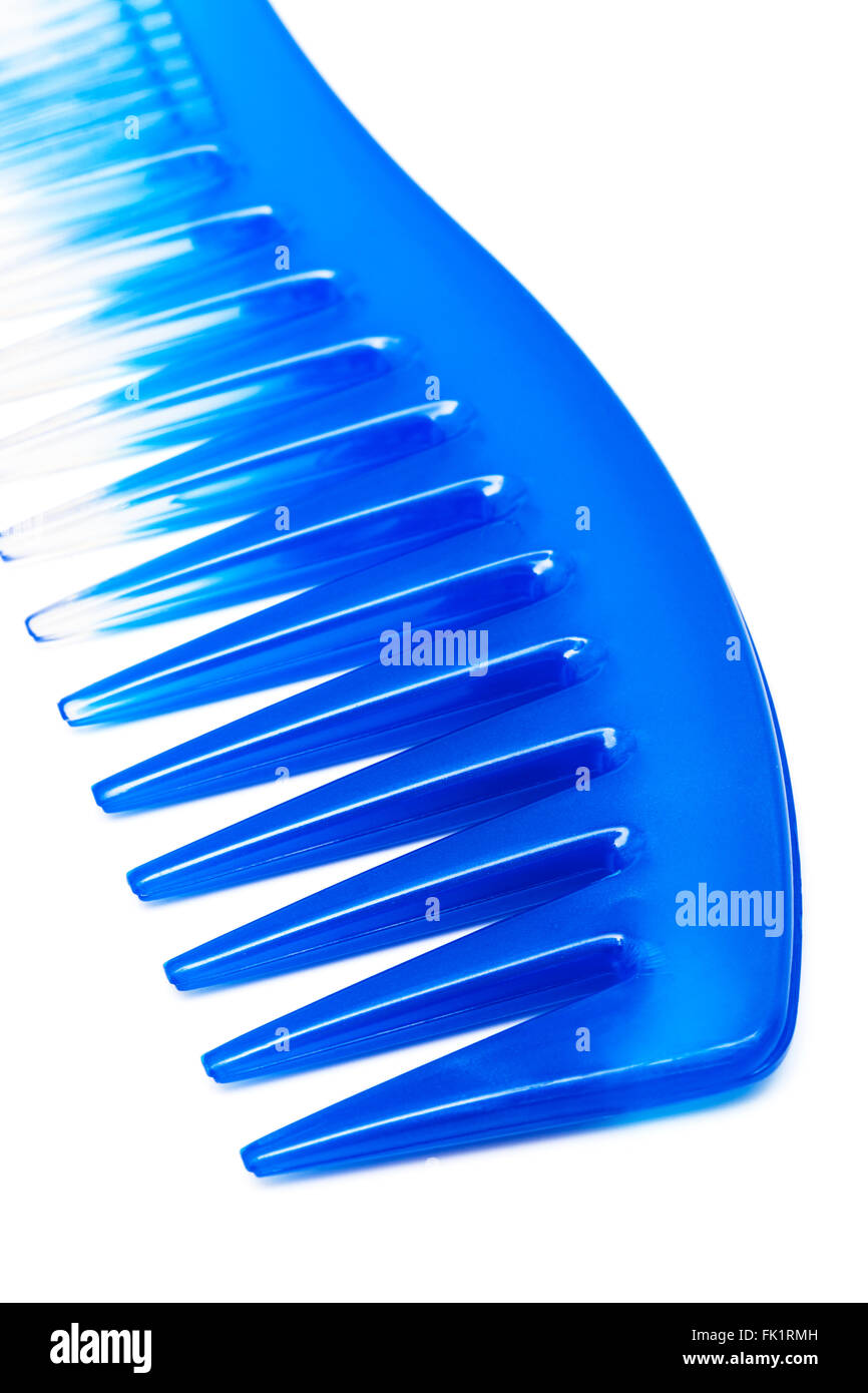 blue plastic comb on a white background Stock Photo Alamy