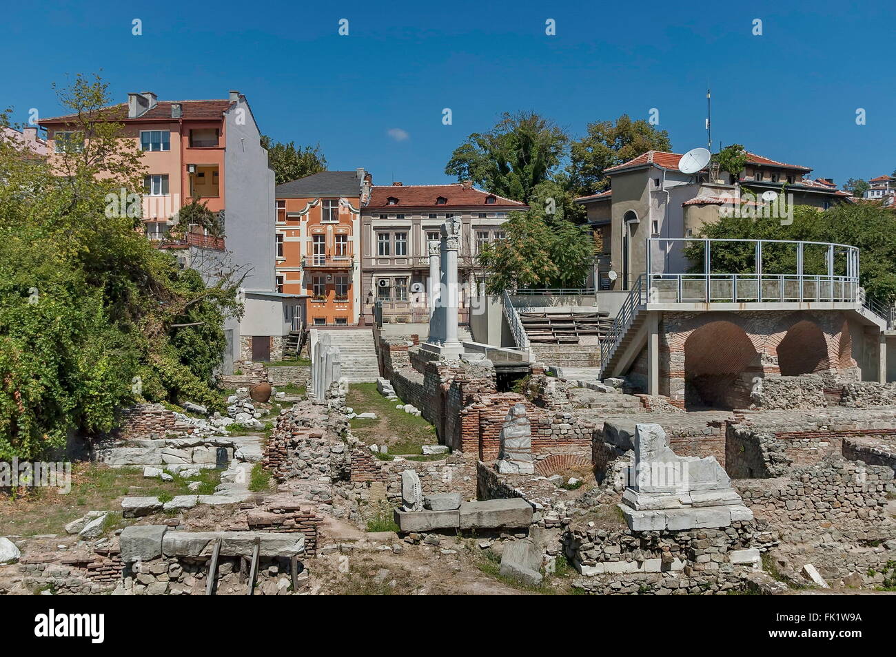 The ancient stadium Philipopolis in Plovdiv, Bulgaria. Odeon of Philippopolis is located in northeast corner of Forum (Agora) Stock Photo