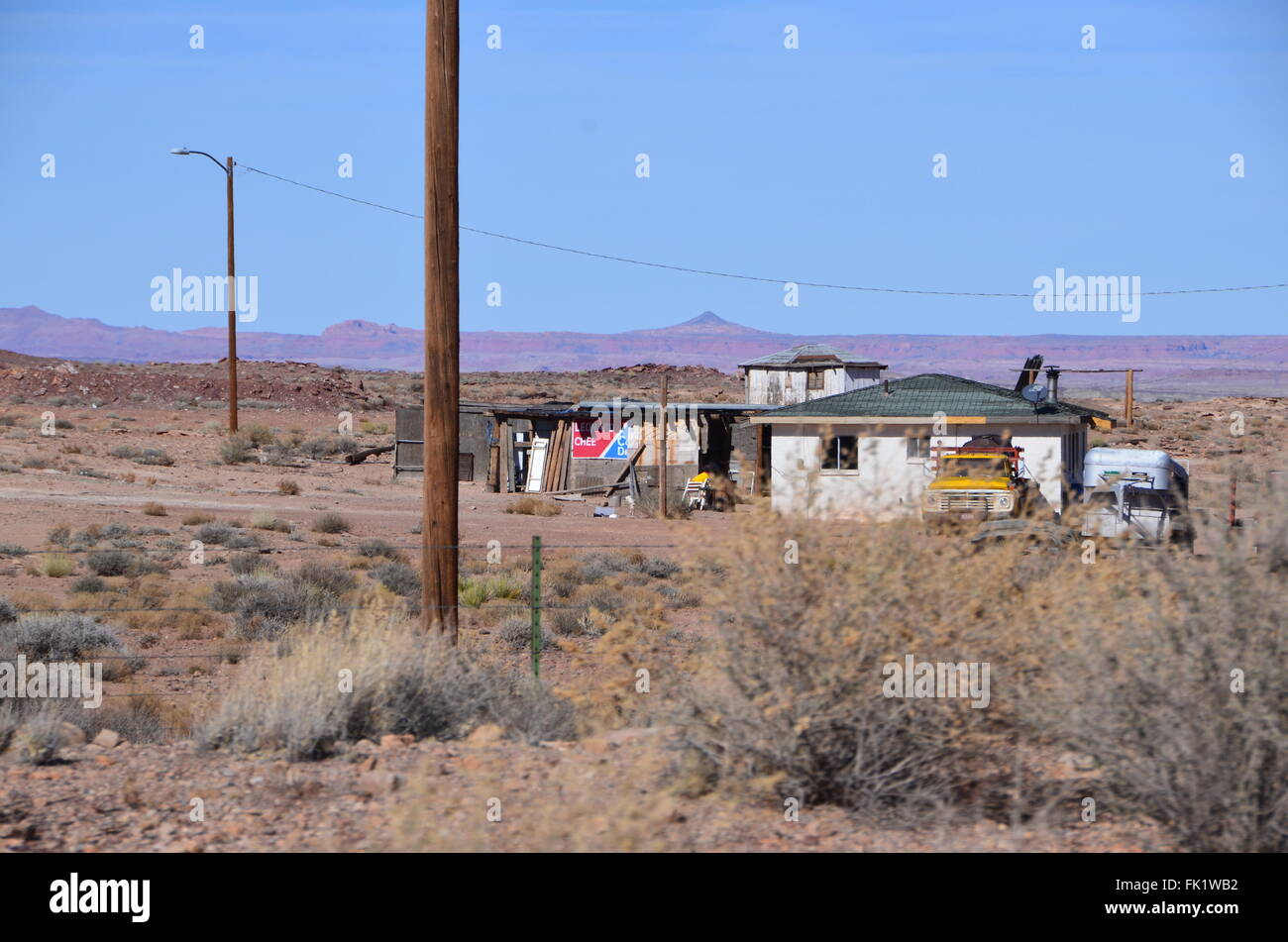 navajo reservation arizona indian housing desert shacks car scrubland