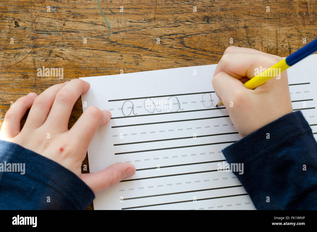 Learning to write abc Stock Photo