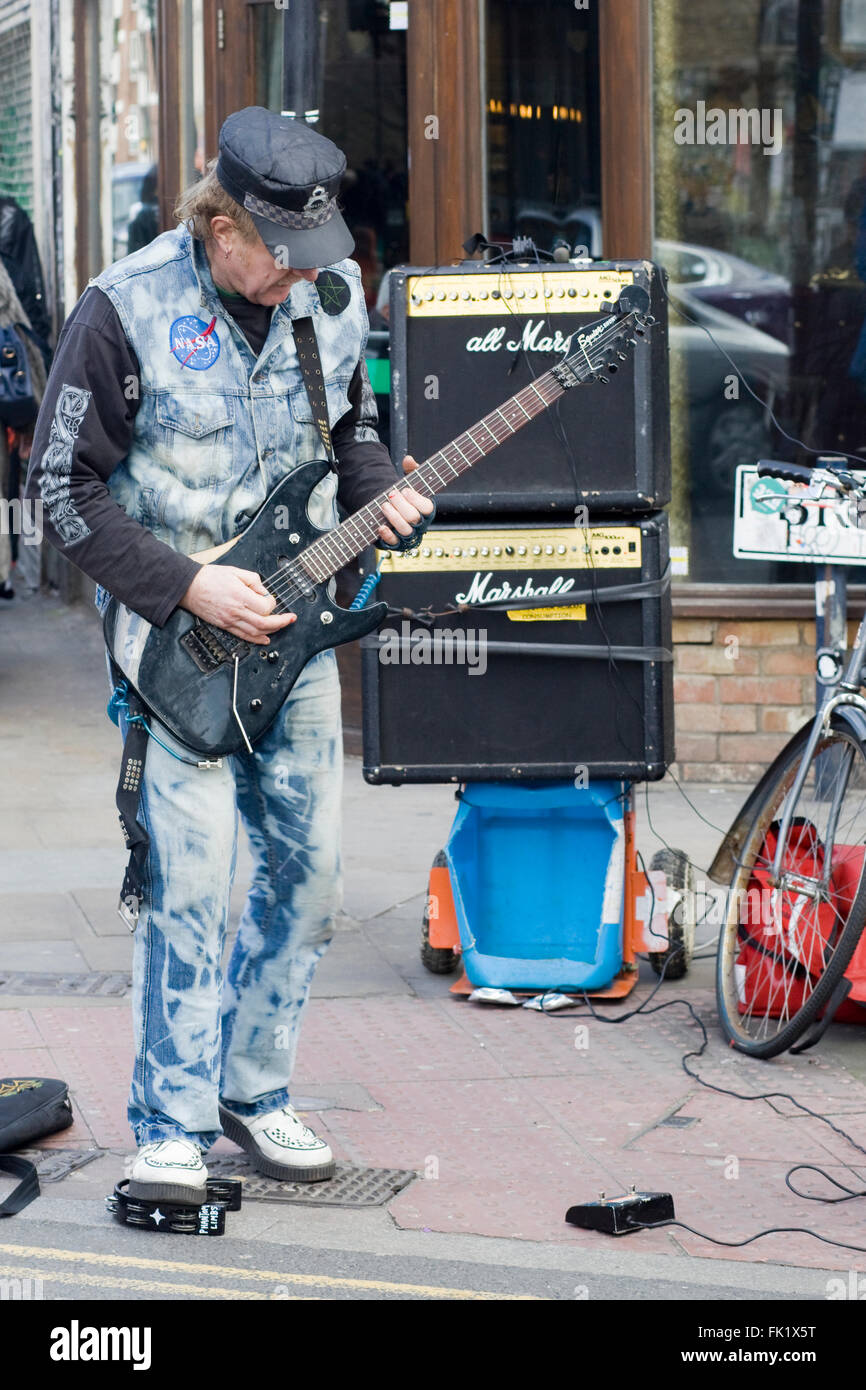 Elderly rock band playing in Brick lane London Stock Photo