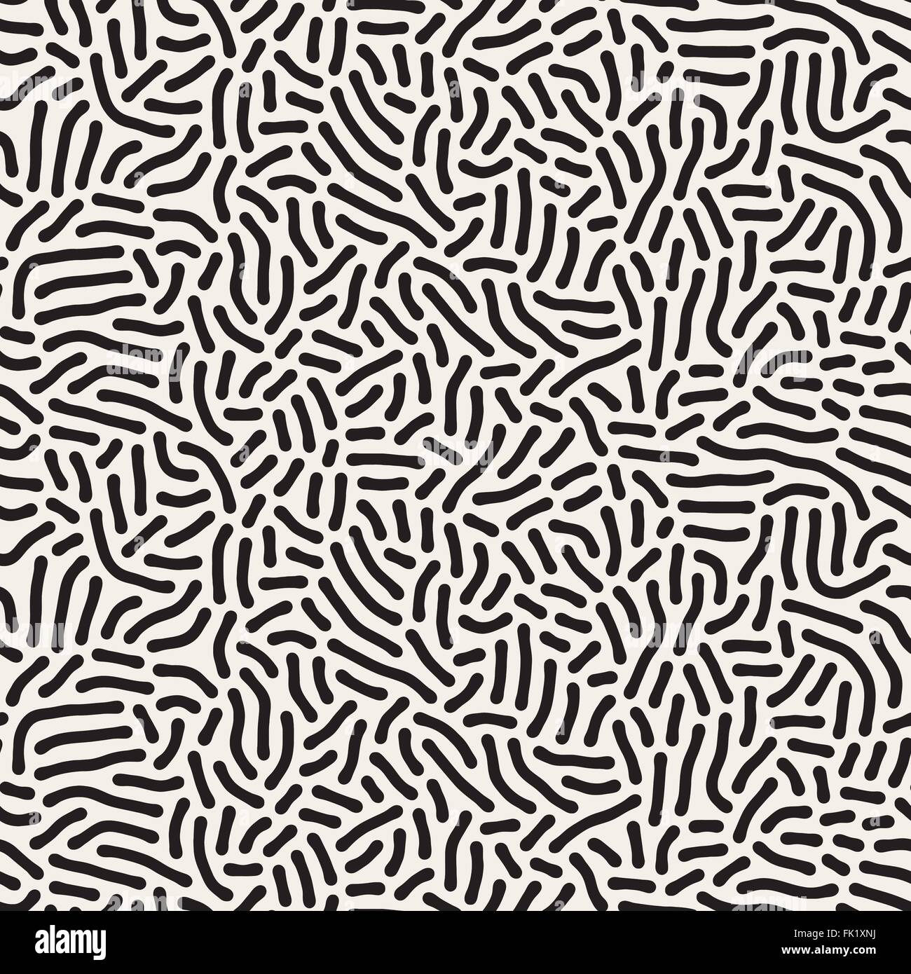 Vector Seamless Black and White Organic Rounded Jumble Lines Retro ...