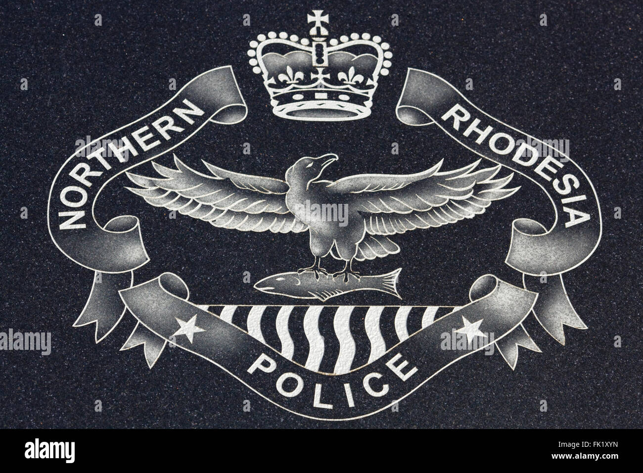 Remembering the Armed forces, Badges and shields of the Northern police Rhodia Police Force Stock Photo