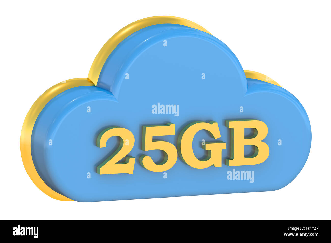 Cloud Storage 25GB concept isolated on white background Stock Photo