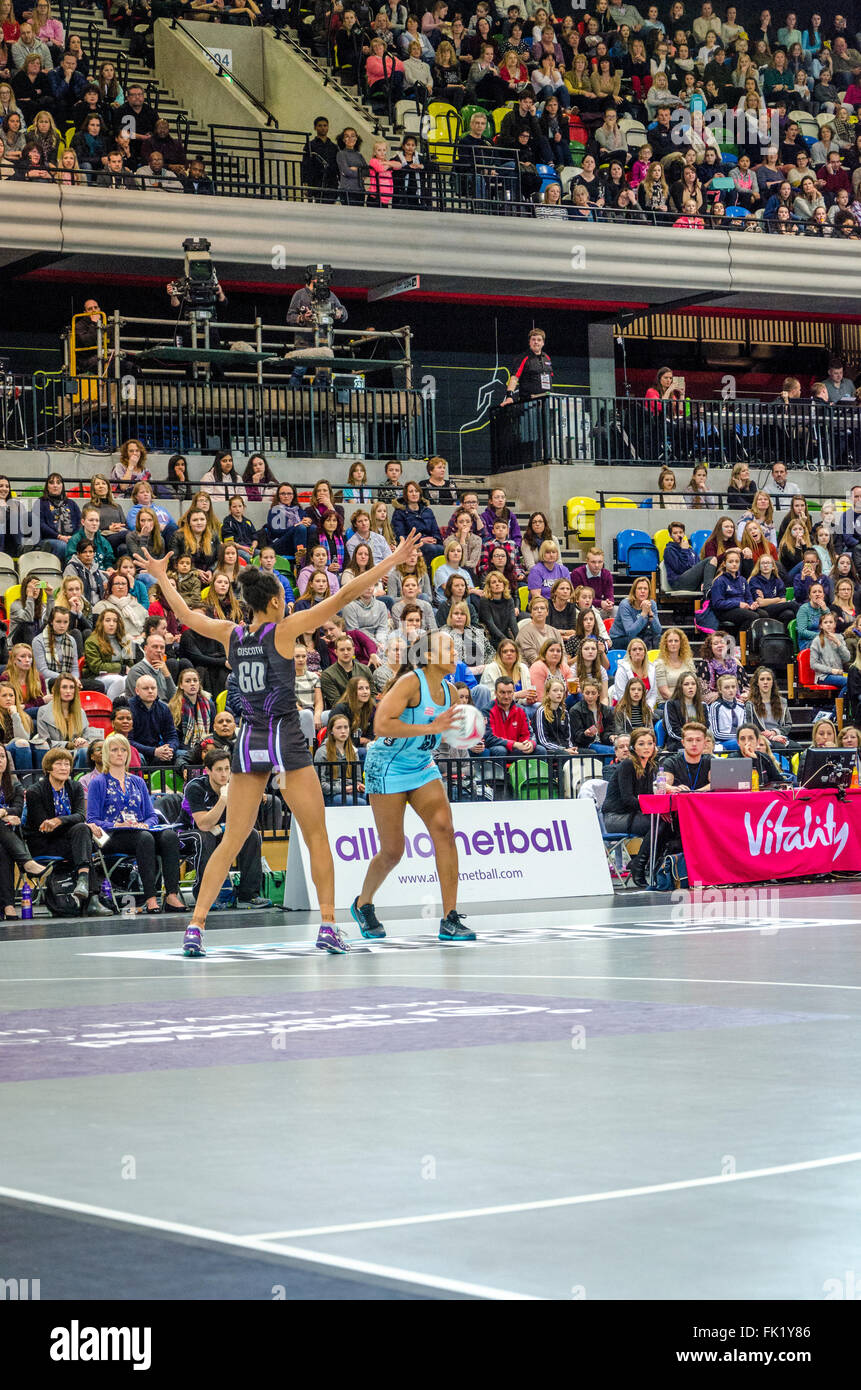 London, UK. 05 March 2016  Netball match between Surrey Storm and Hertfordshire Mavericks. Where the Mavericks defeated the Surrey Storm. Played in front of a sell out crowd of over 6000 people at the Copperbox, London.  Credit:  Ilyas Ayub/ Alamy Live News Stock Photo