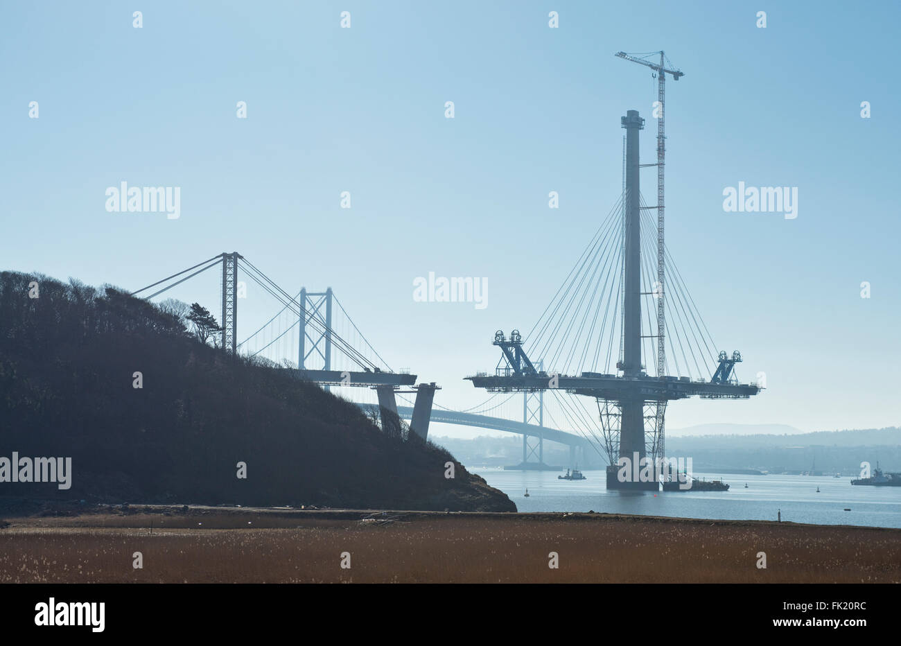 Construction of the Forth Replacement Road Bridge. Also known as the Queensferry Crossing. Stock Photo