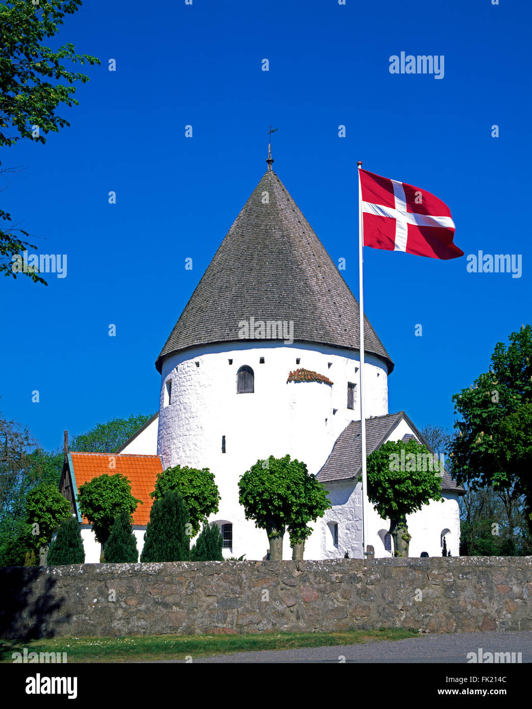 Round church Ols Kirke, Olsker, Bornholm island, Denmark, Scandinavia, Europe Stock Photo