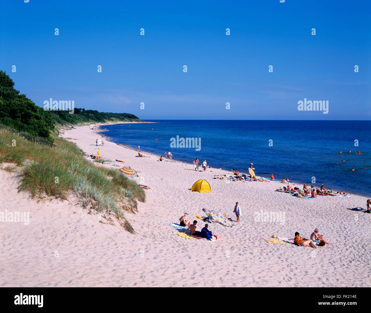 Beach and dunes at Vester Soemarken, Bornholm island, Denmark