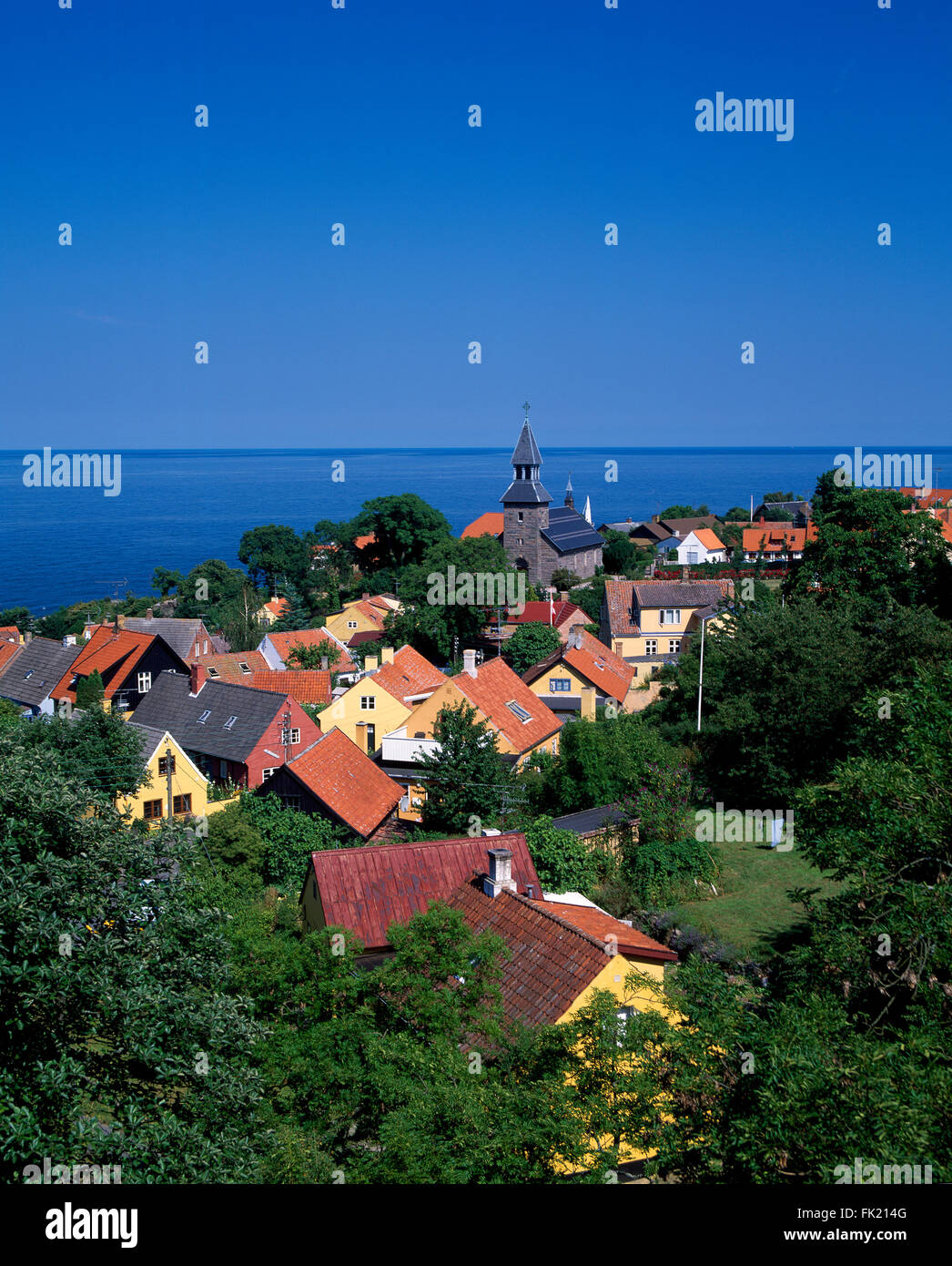 View Across Gudhjem Bornholm Island Denmark Scandinavia Europe