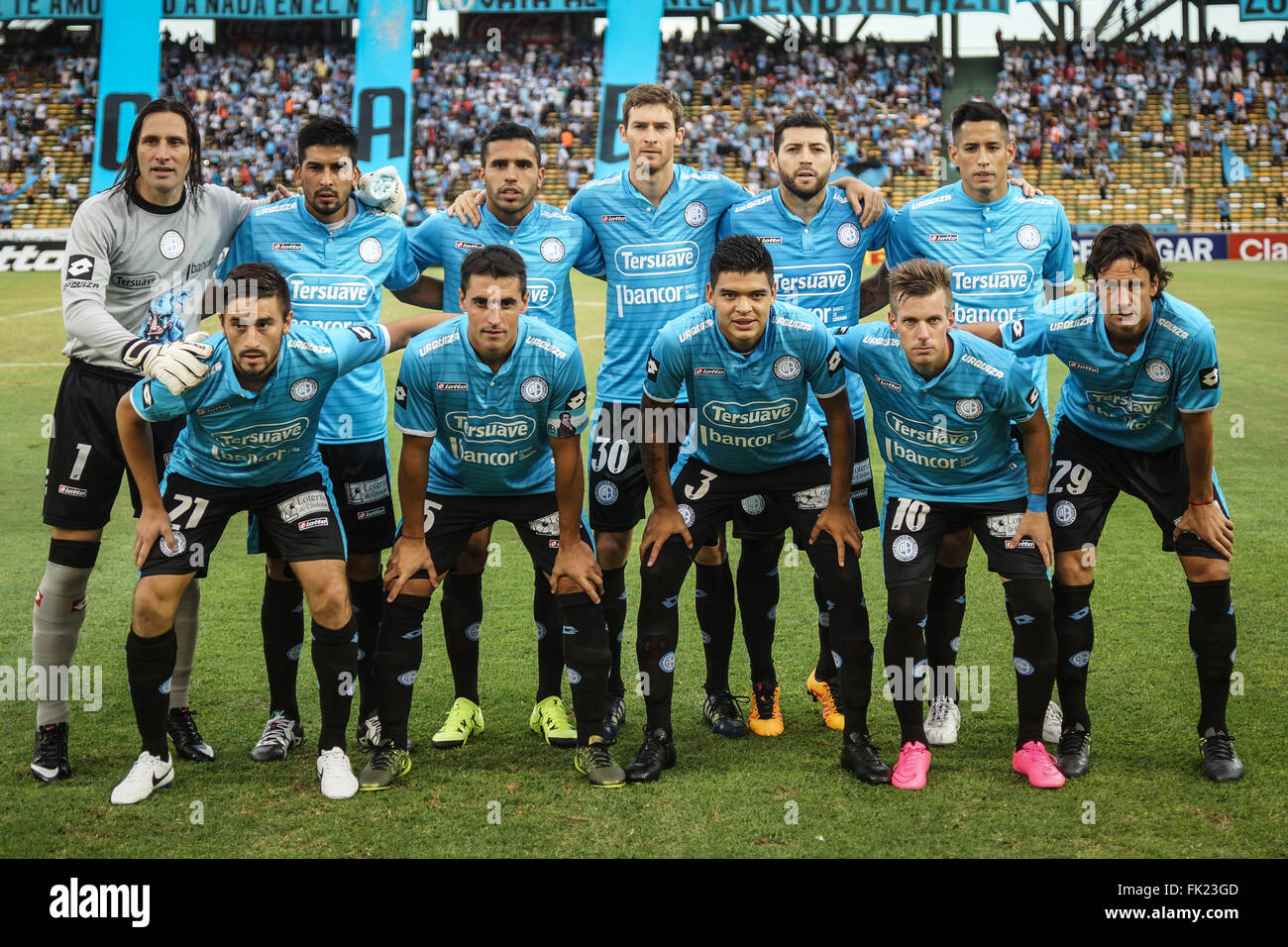 Cordoba, Argentina. 5th March, 2016. Belgrano Soccer Team, during a match between Belgrano and Sarmiento as part of the sixth round of Primera Division. in Mario Kempes Stadium on March 05, 2014 in Cordoba, Argentina. Stock Photo