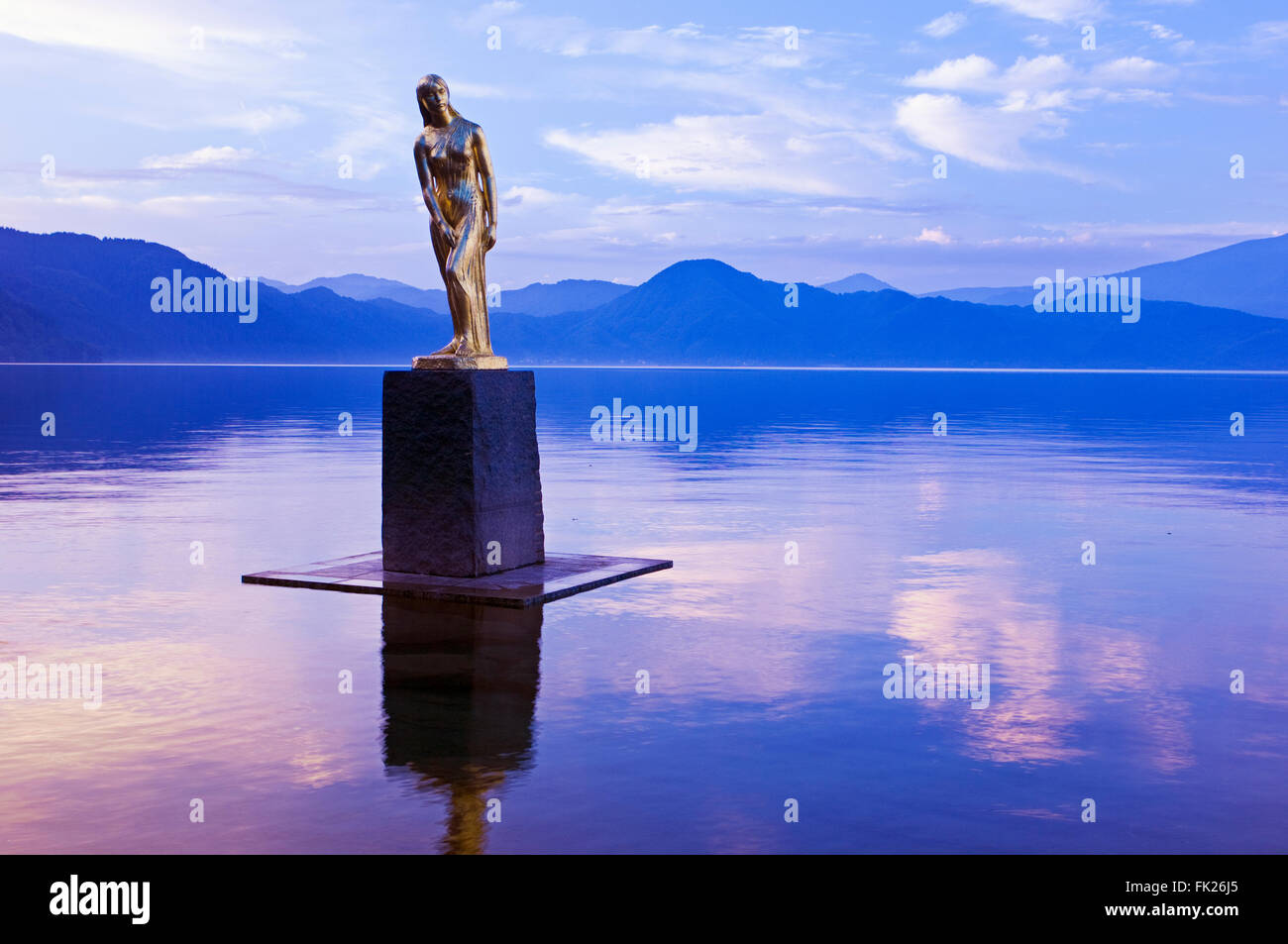 Statue of mythical Tatsuko in Lake Tazawa, Akita, Japan Stock Photo Alamy