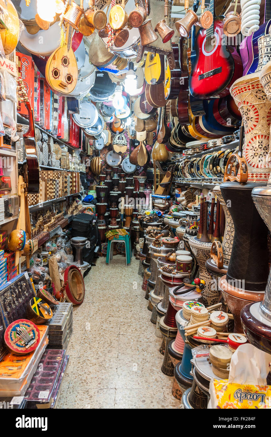 Israel, Jerusalem, musical instruments shop in the old city Stock Photo Alamy