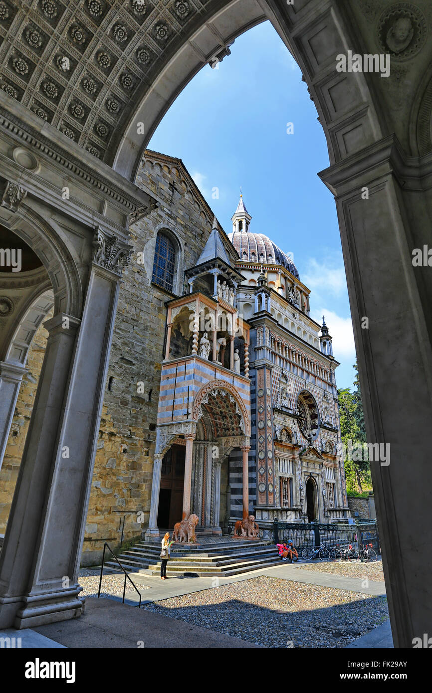 Cappella Colleoni and Basilica di Santa Maria Maggiore in Duomo´s square of Bergamo, Stock Photo