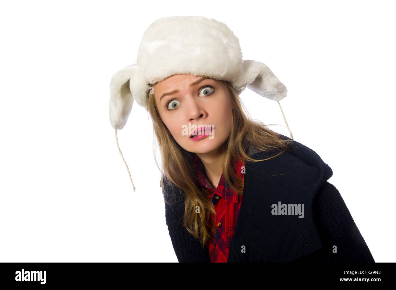 Woman with hat in funny concept Stock Photo - Alamy