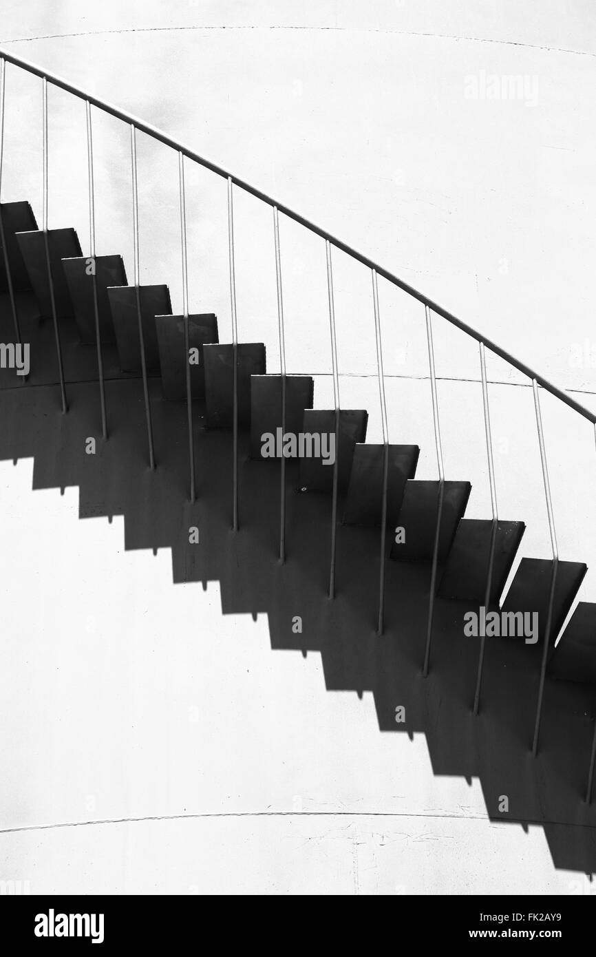 Stairs winding up the side of a silo in Narrabri, NSW, Australia. Stock Photo