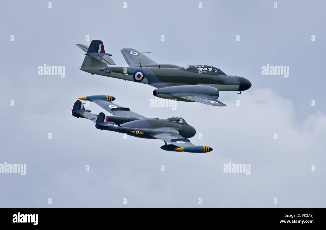 Venom FB50 WK436 and Gloster Meteor WM167 Stock Photo