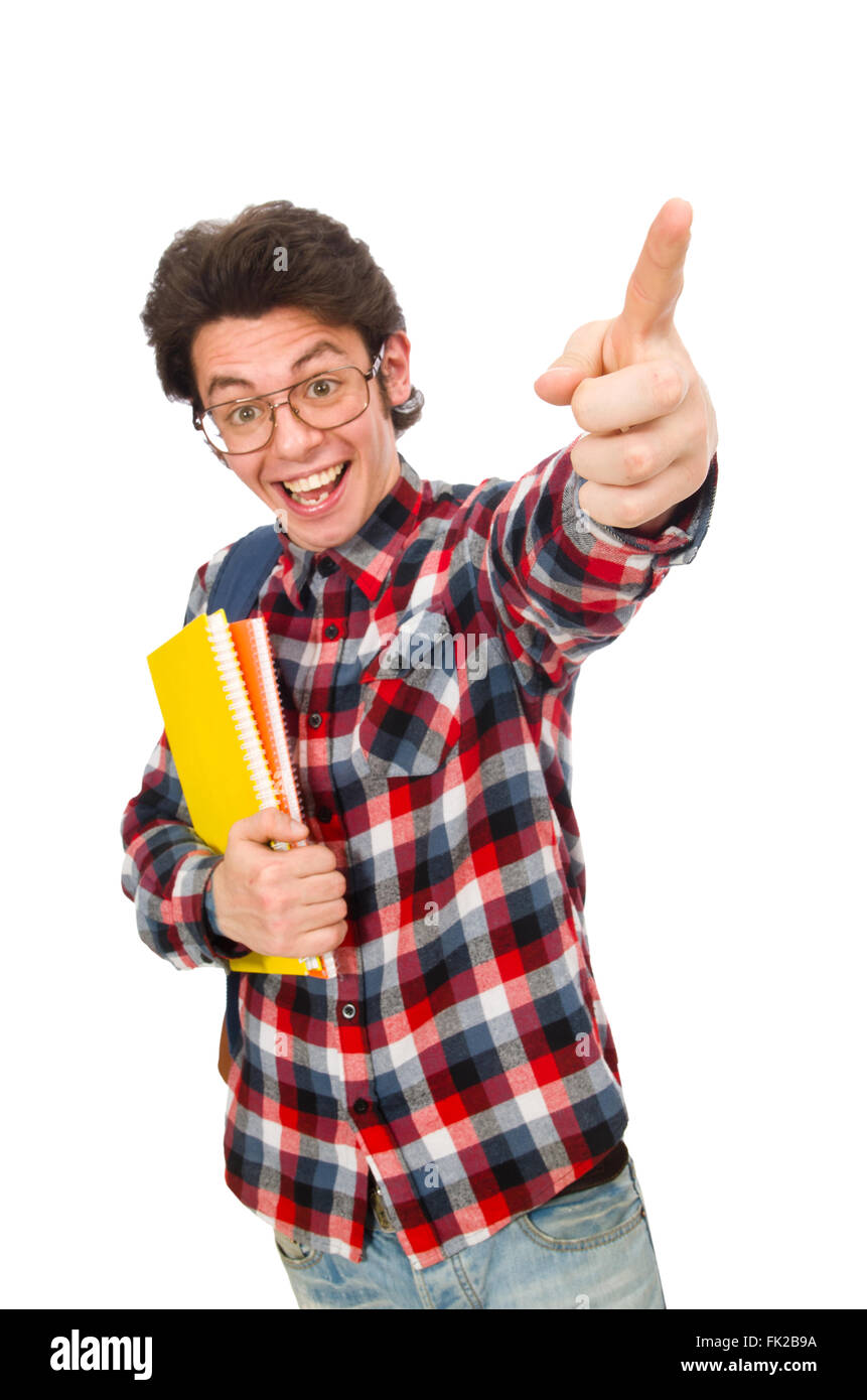 Young student isolated on white Stock Photo - Alamy
