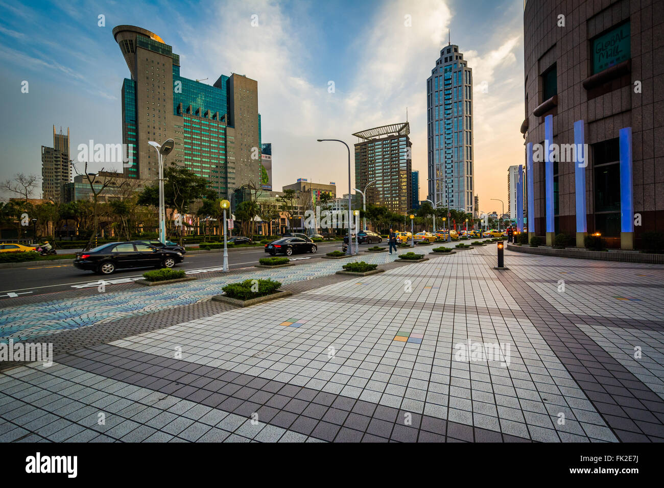 Modern skyscrapers at Banqiao, in New Taipei City, Taiwan. Stock Photo