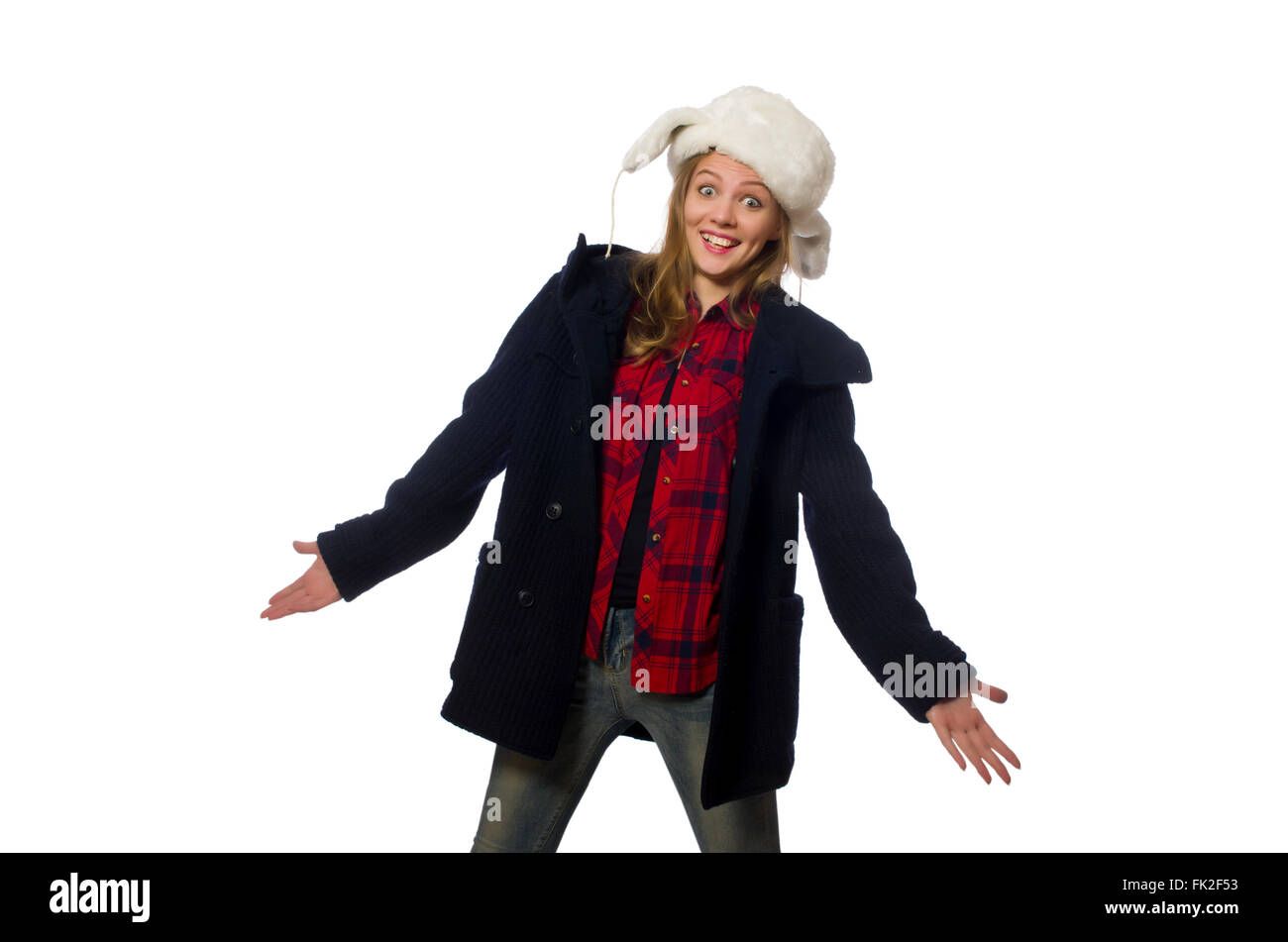 Woman with hat in funny concept Stock Photo - Alamy
