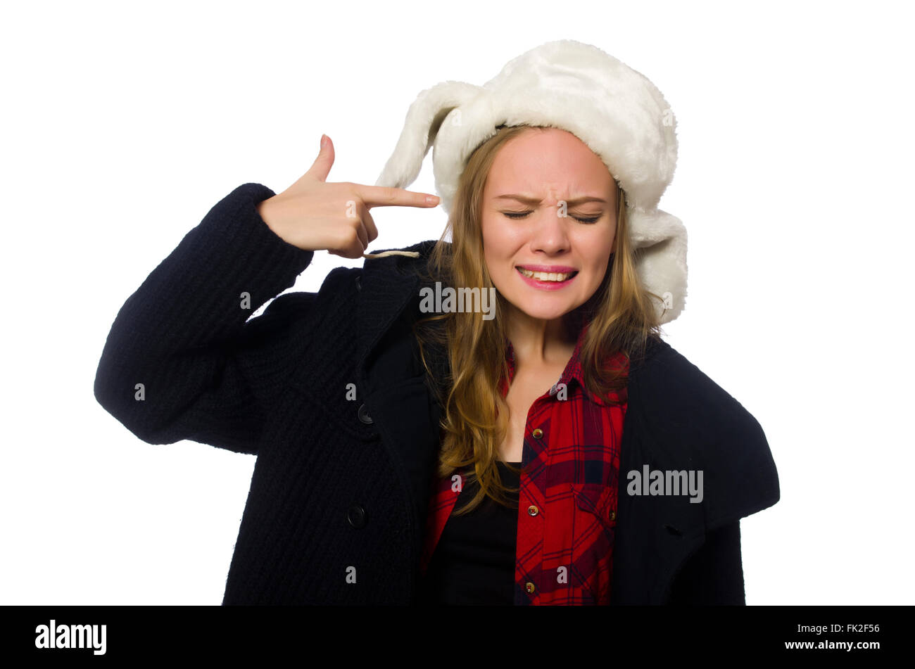 Woman with hat in funny concept Stock Photo - Alamy