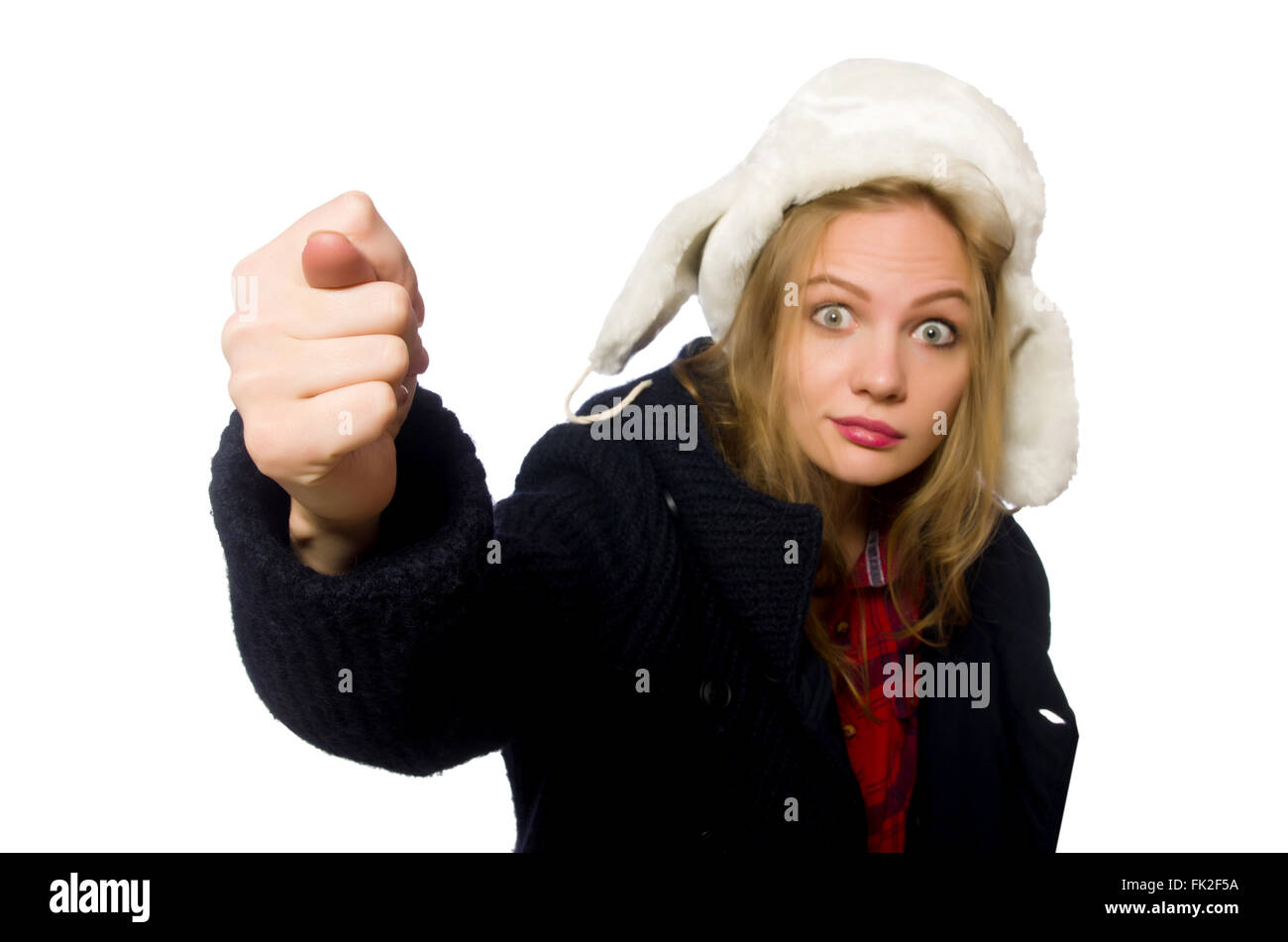 Woman with hat in funny concept Stock Photo - Alamy