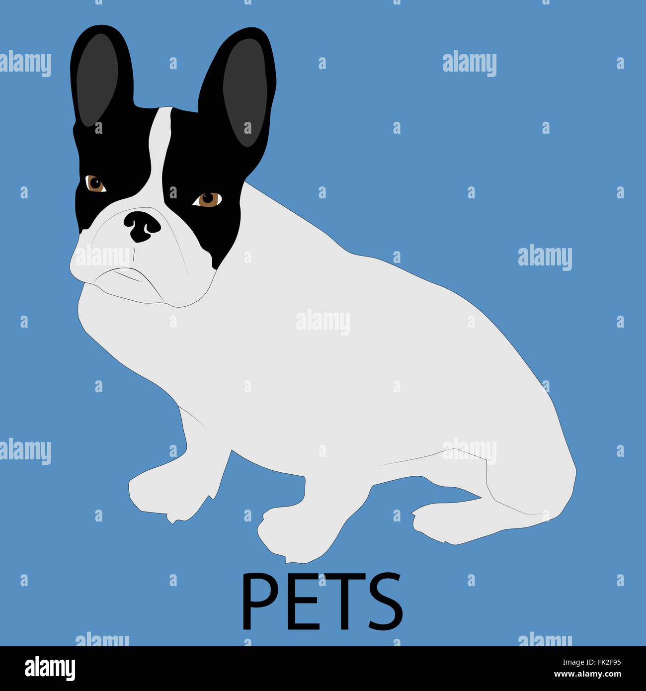 Pet dog icon flat style. Cute dog, patting dog, animal pet, dog icon. Vector abstract flat design illustration Stock Photo