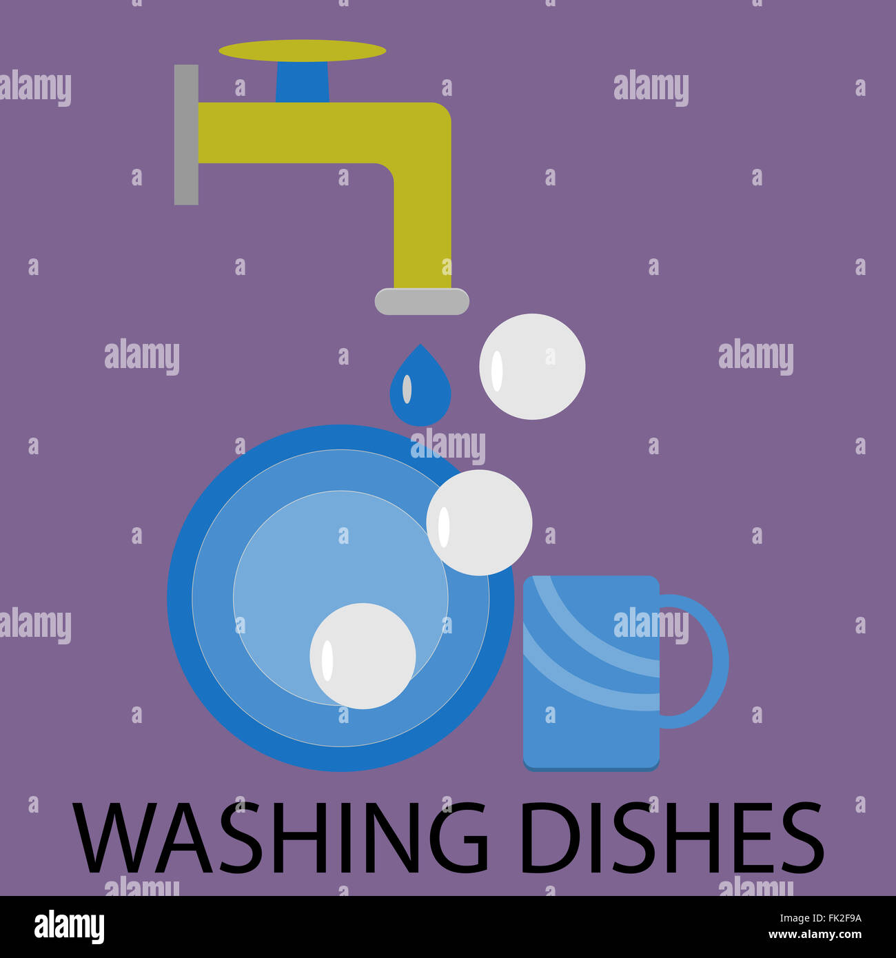 Washing dishes design flat. Dish and dishwasher, washing up, washing
