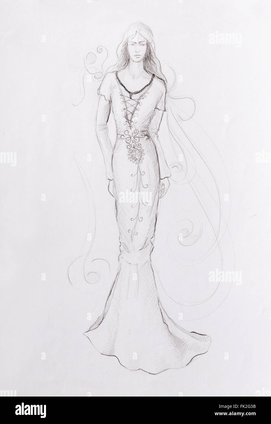 Bride In A Long Wedding Dress Stock Illustration - Download Image Now -  Bride, Rear View, Evening Gown - iStock