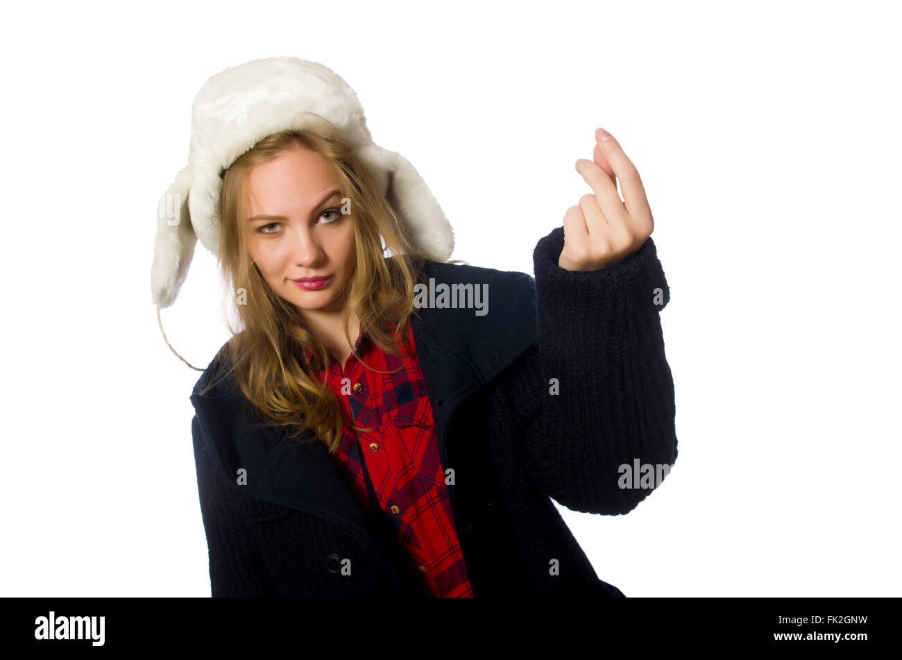 Woman with hat in funny concept Stock Photo