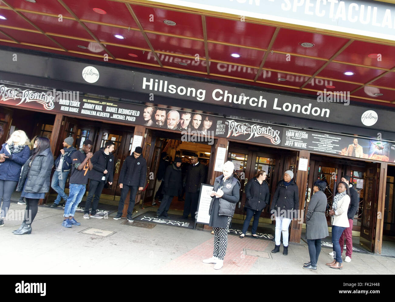 Hillsong Pentecostal Church in Dominion Theatre, Tottenham Court Road, London on a Sunday Stock Photo