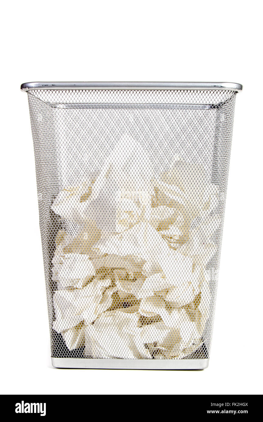 Waste Bin With Screwed Up Paper Stock Photo
