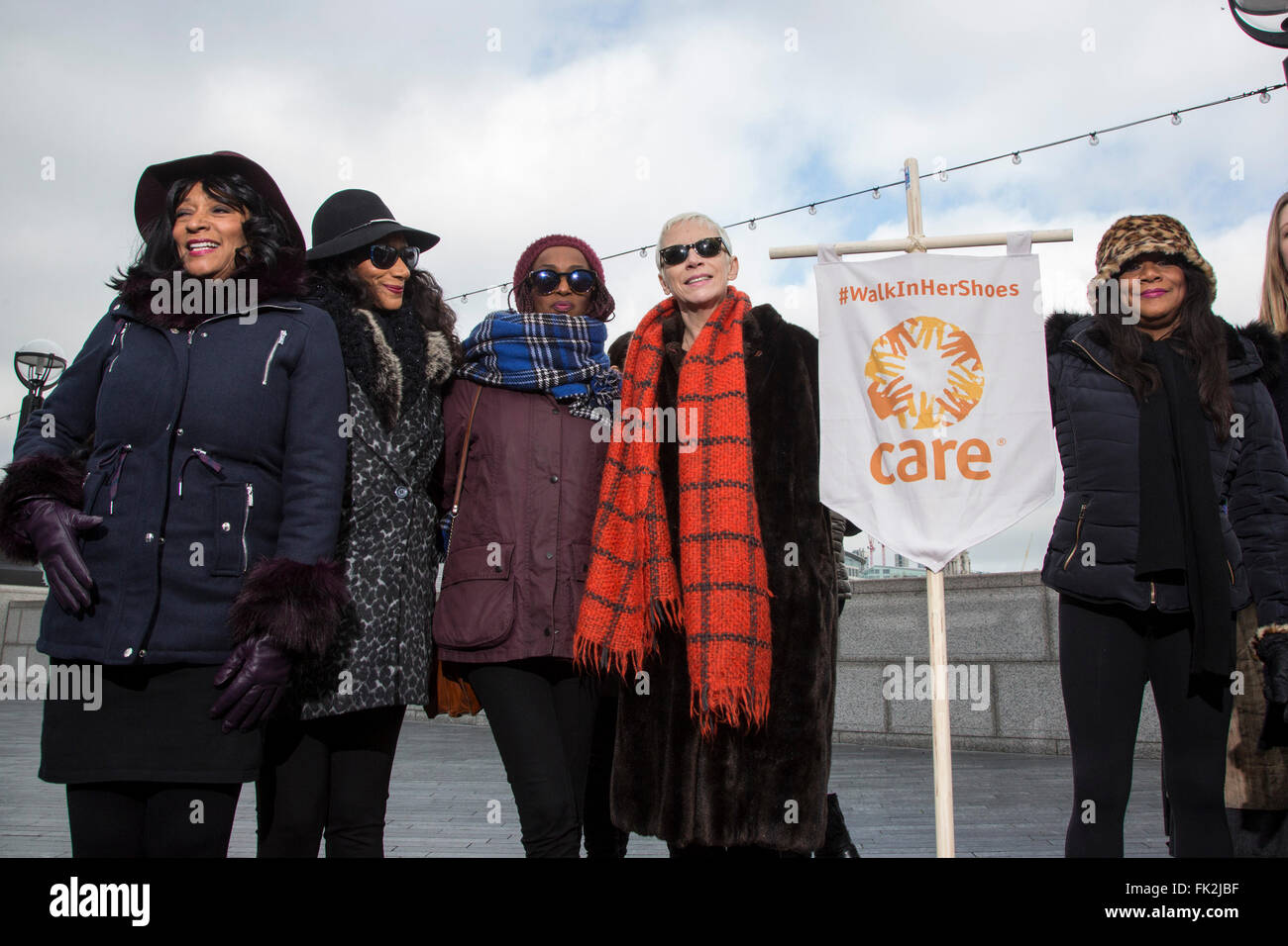 London, UK. 6 March 2016. Sister Sledge with Annie Lennox. Suffragettes