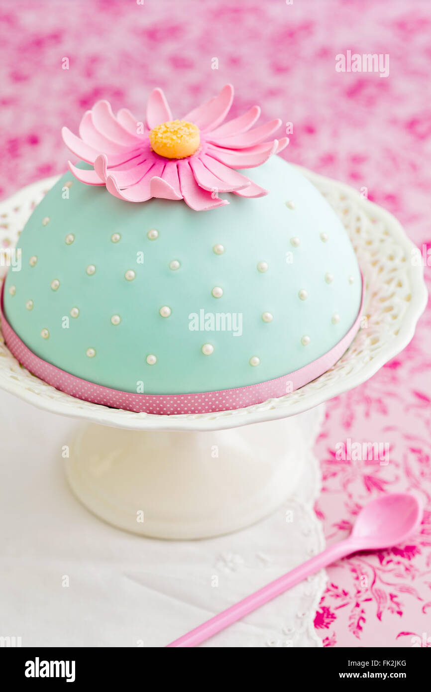 Decorated cake with flower Stock Photo