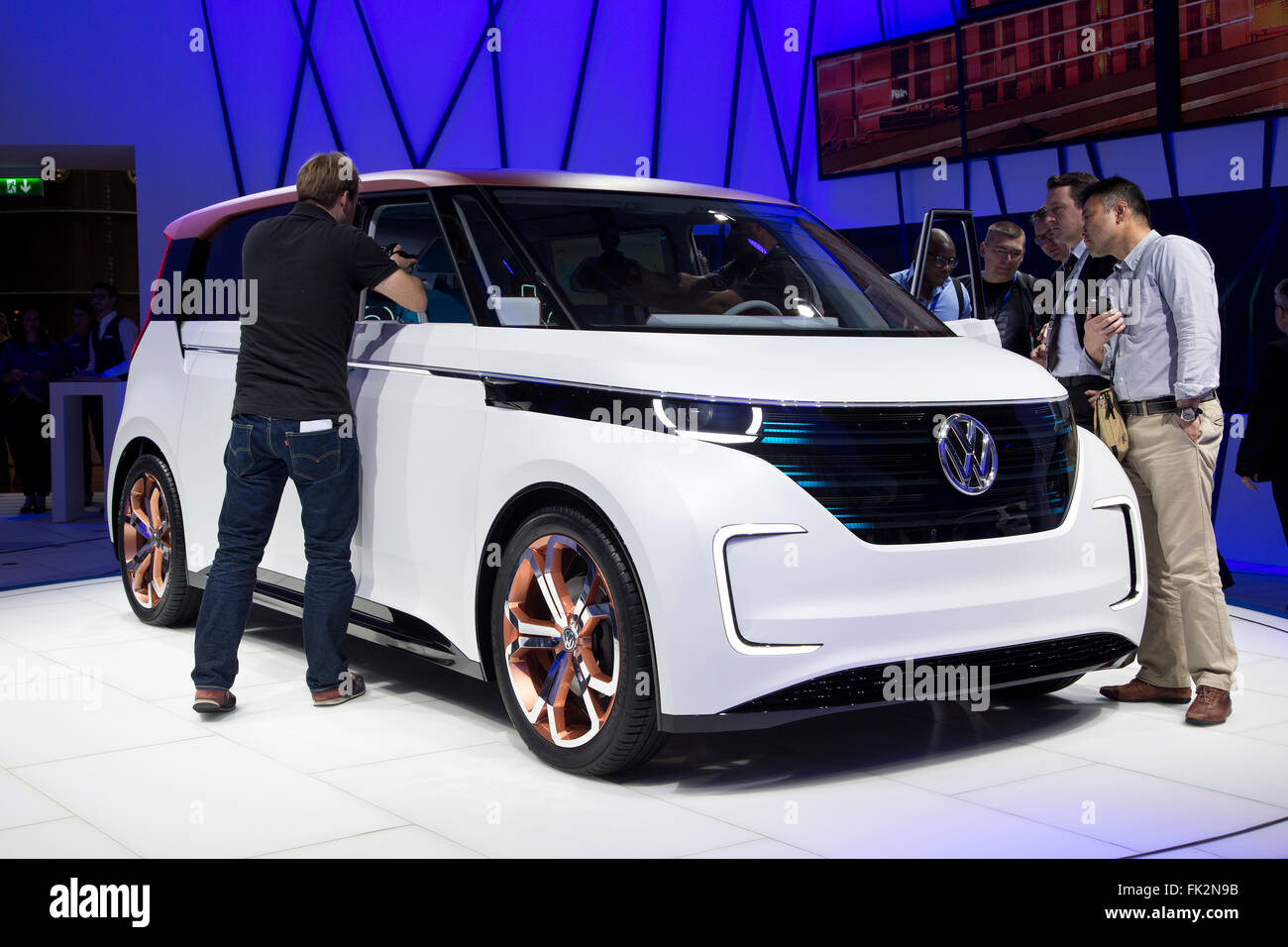 Volkswagen VW Budd-E concept electric van at the Geneva Motor Show 2016 Stock Photo
