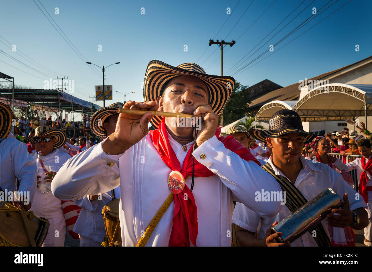 Barranquilla, Colombia - March 1, 2014: People at the carnival parades in the Carnival of Barranquilla, in Colombia. Stock Photo