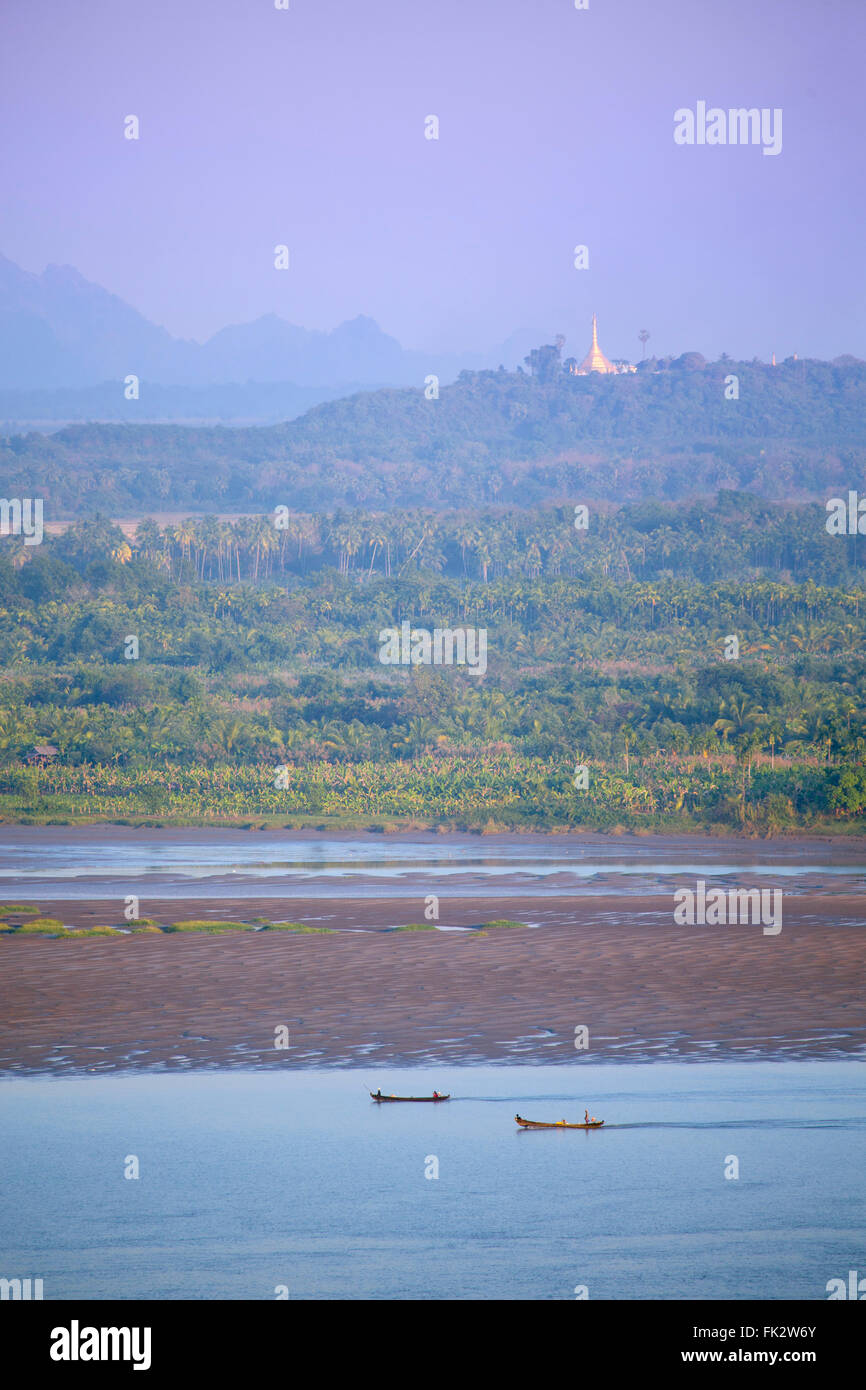 Asia, Southeast Asia, Myanmar, Mawlamyine, view over the Thanlwin (Salween) river delta Stock Photo
