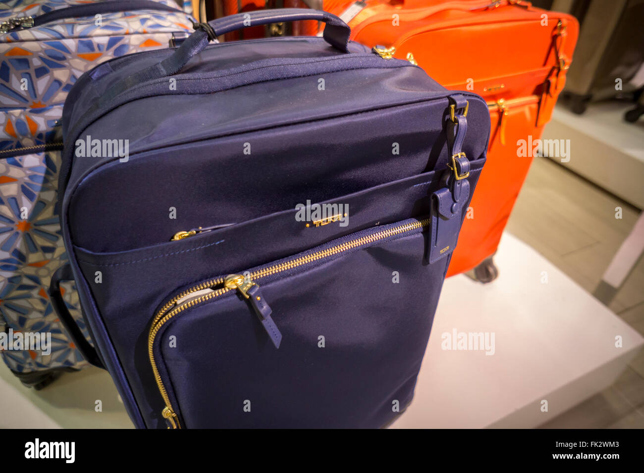 Tumi brand luggage in a Tumi store in New York on Friday, March 4, 2016.  Samsonite announced that it has agreed to buy competitor Tumi in a deal  worth approximately $1.8 billion.