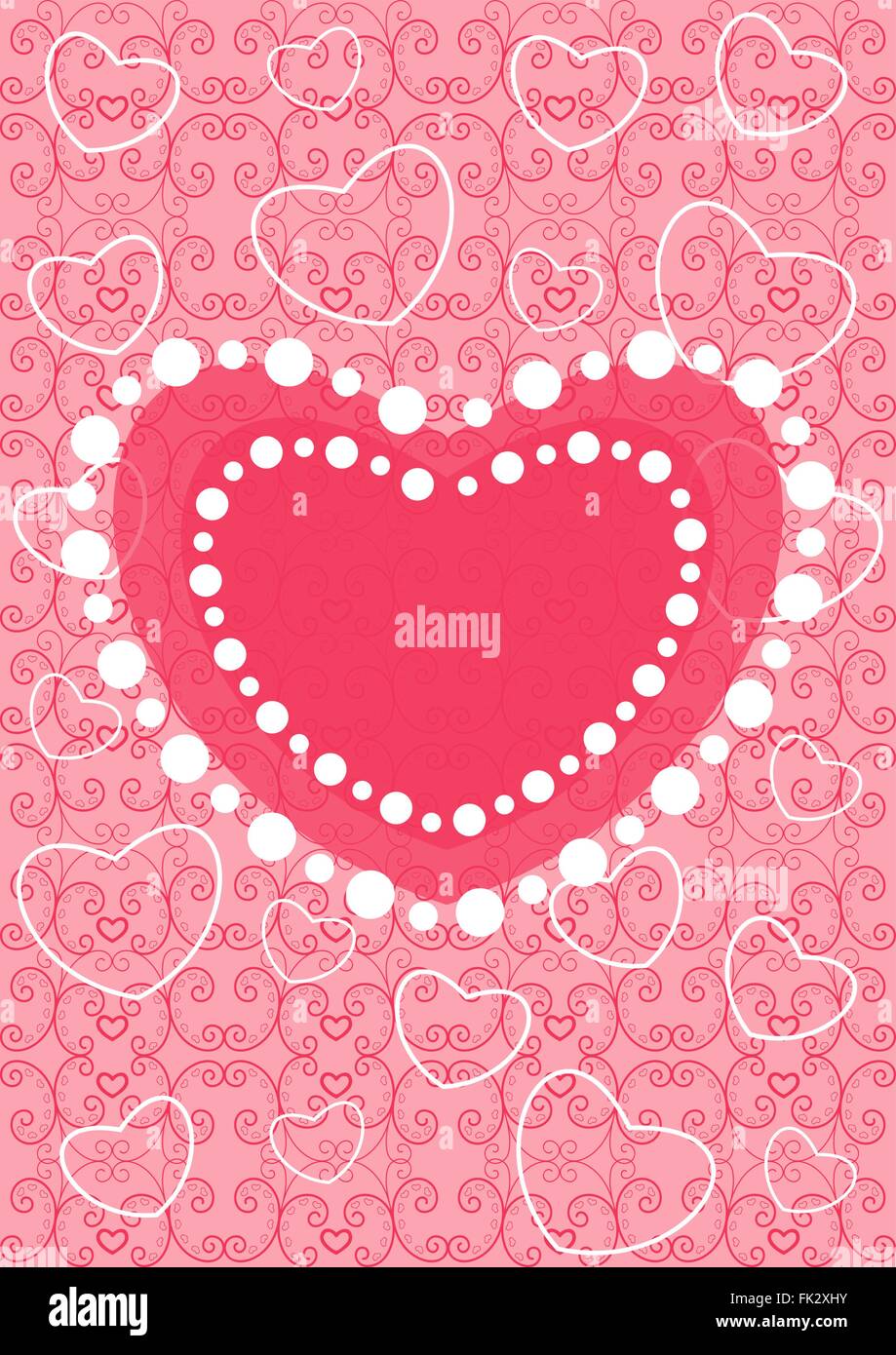 Happy valentines day cards with ornaments, hearts Stock Vector