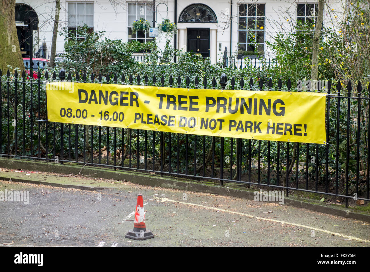 Danger Tree Pruning sign Stock Photo