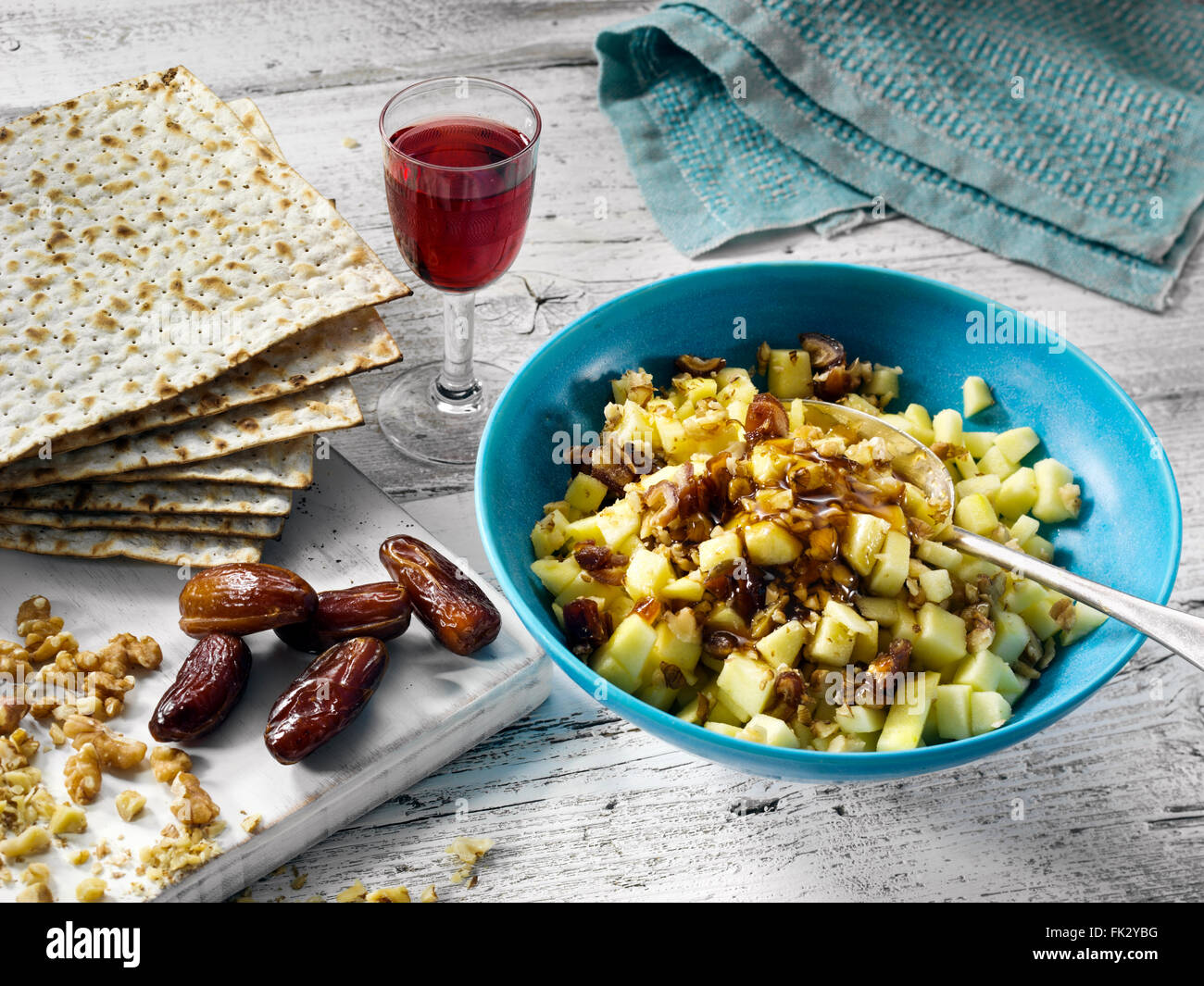 Honey apple charoset Passover side order Stock Photo