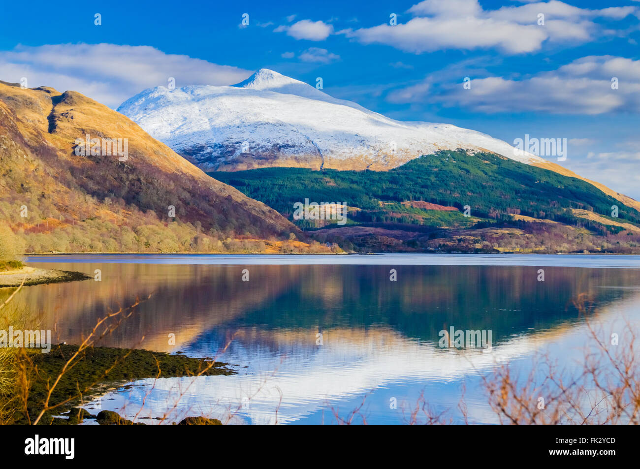 Scottish mountain, Ben Cruachan. Viewed from the north shore of Loch Etive in beautiful Scotland. Stock Photo