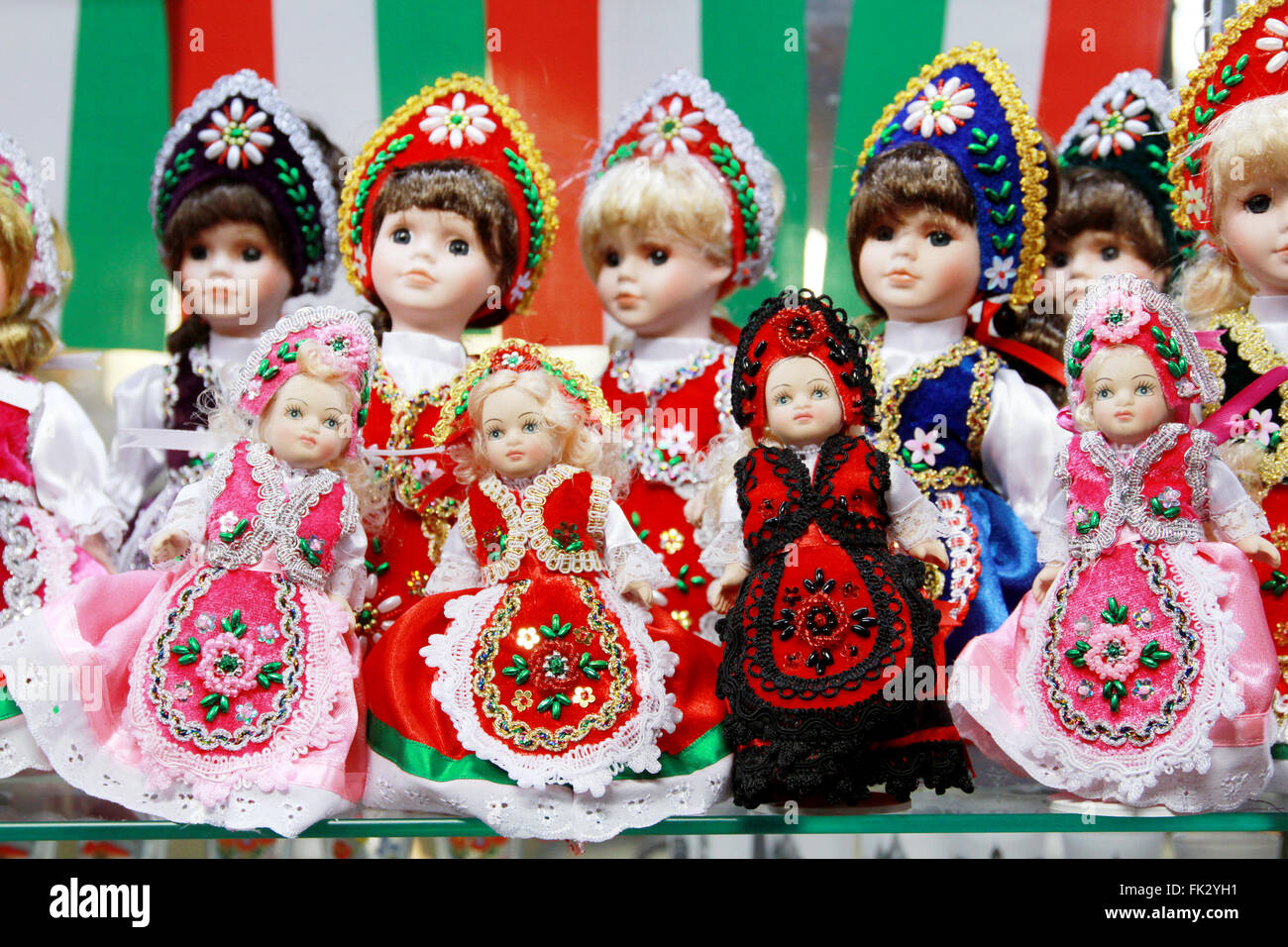Traditional hungarian handmade toys puppets dolls in symbolic artistic