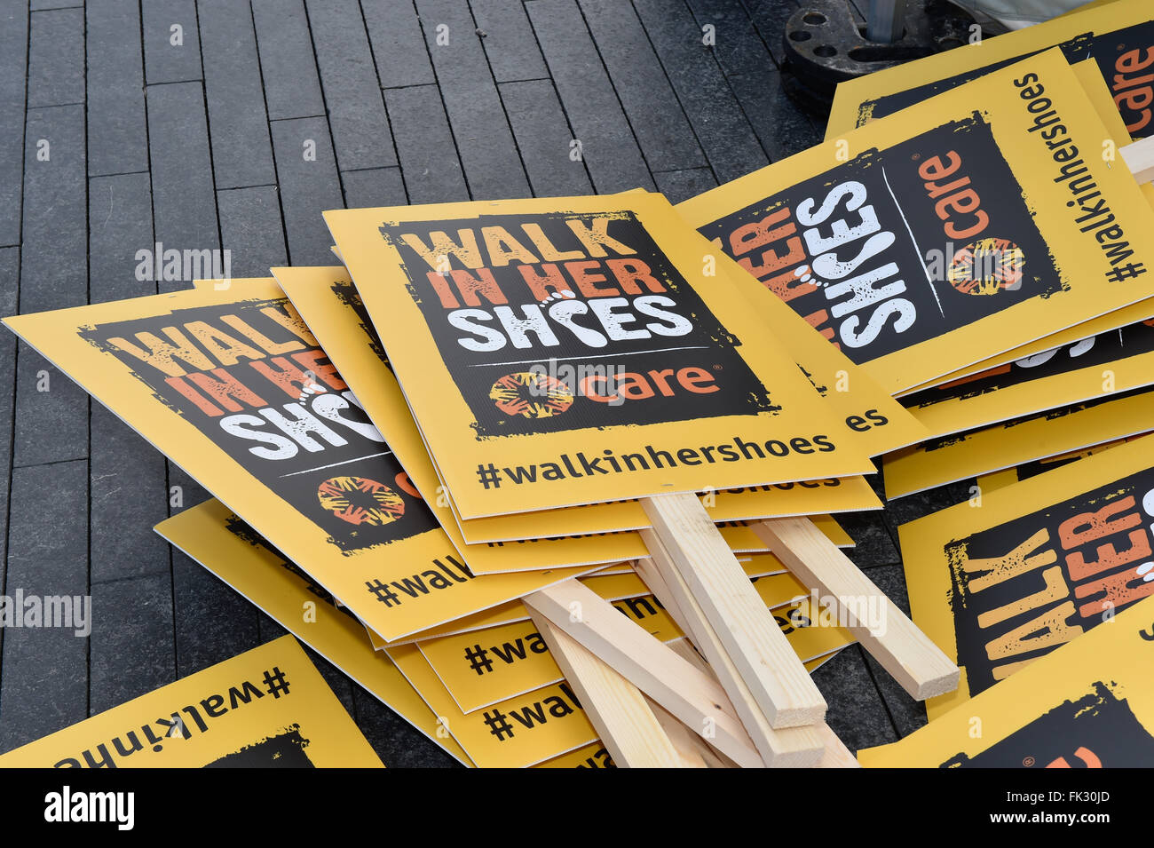 Stars join activists to "Walk in her shoes" at mothers day march for solidarity with women and girls around the world at charity CARE internationals rally in London, UK. 06th Mar, 2016. Credit:  Alan West/Alamy Live News Stock Photo